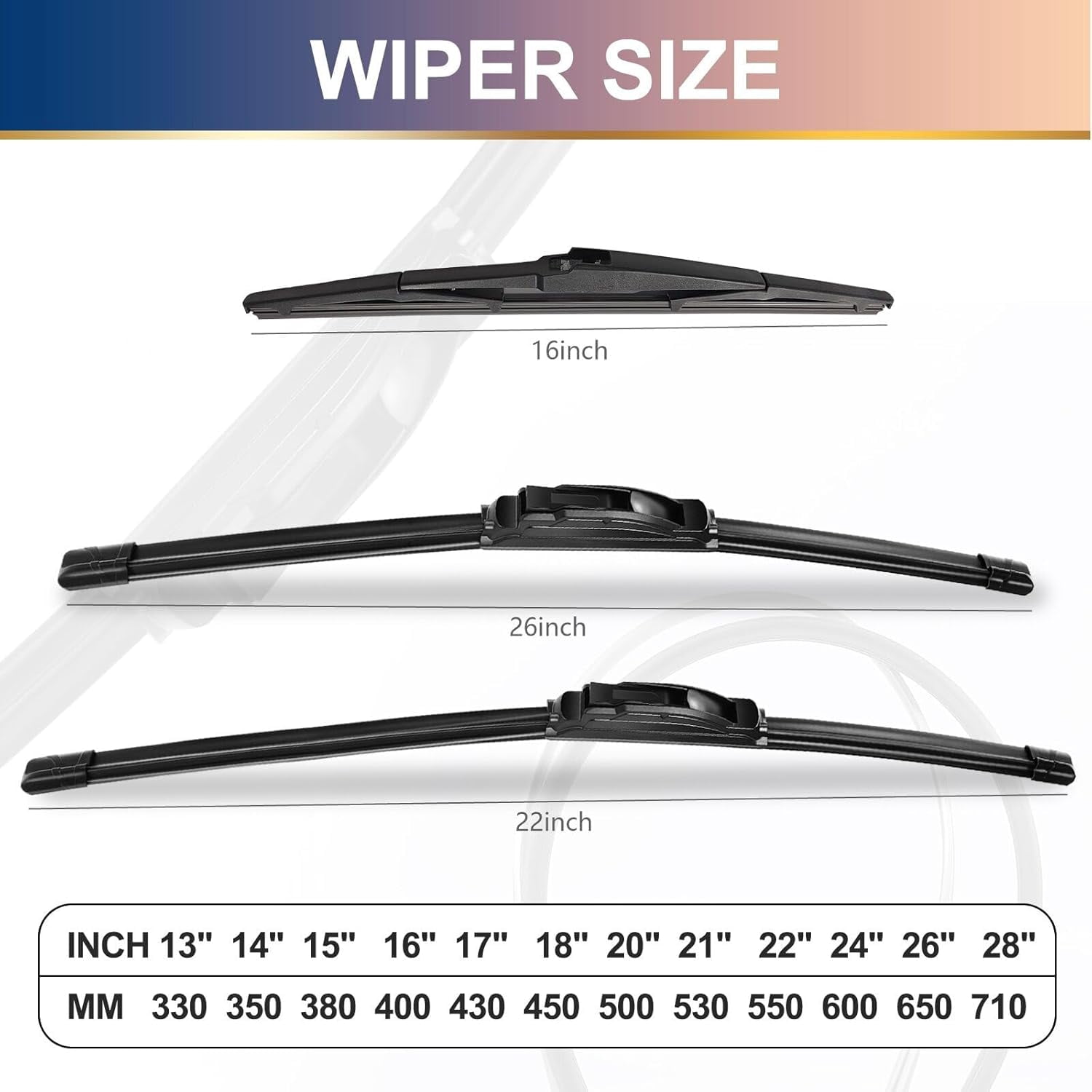 3 wipers Replacement for Lexus RX350 2010-2015,Lexus RX450h 2010-2015,Windshield Wiper Blades Original Equipment Replacement - 26"/22"/16" (Set of 3) U/J HOOK