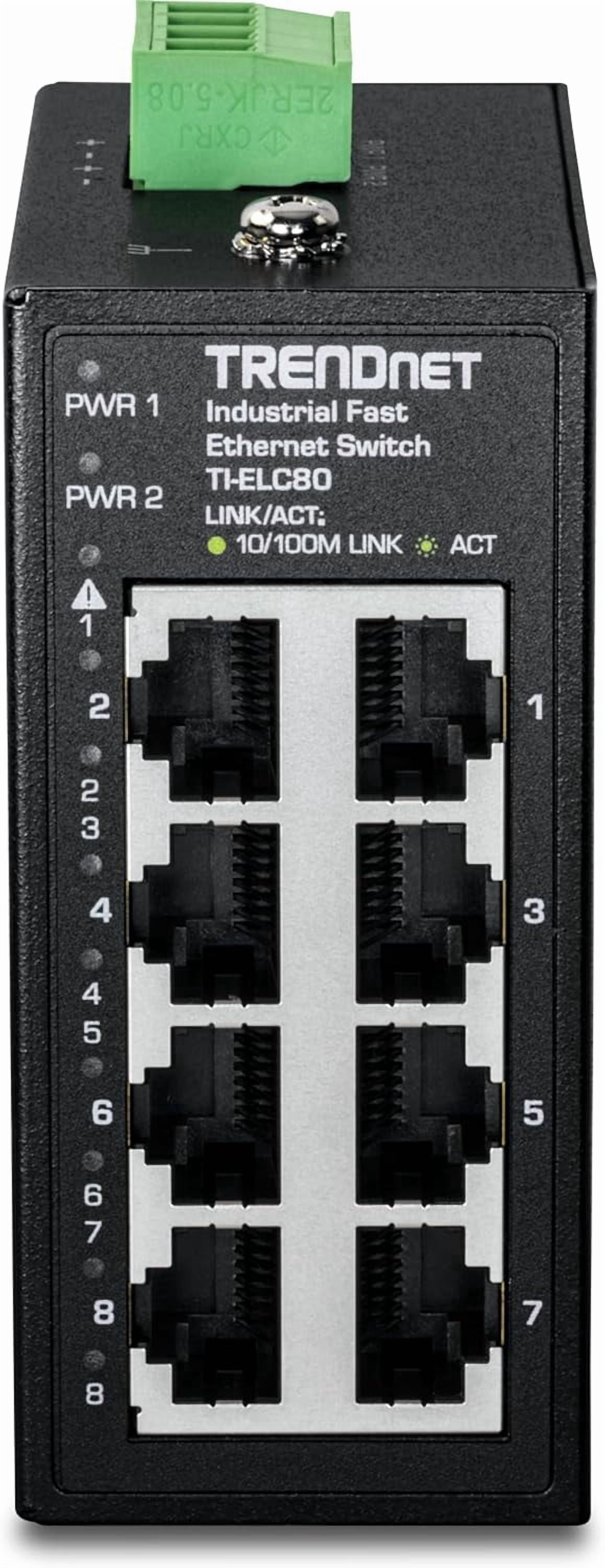 TRENDnet TI-ELC80, 8-Port Industrial Fast Ethernet DIN-Rail Mini Switch,  TI-ELC80
