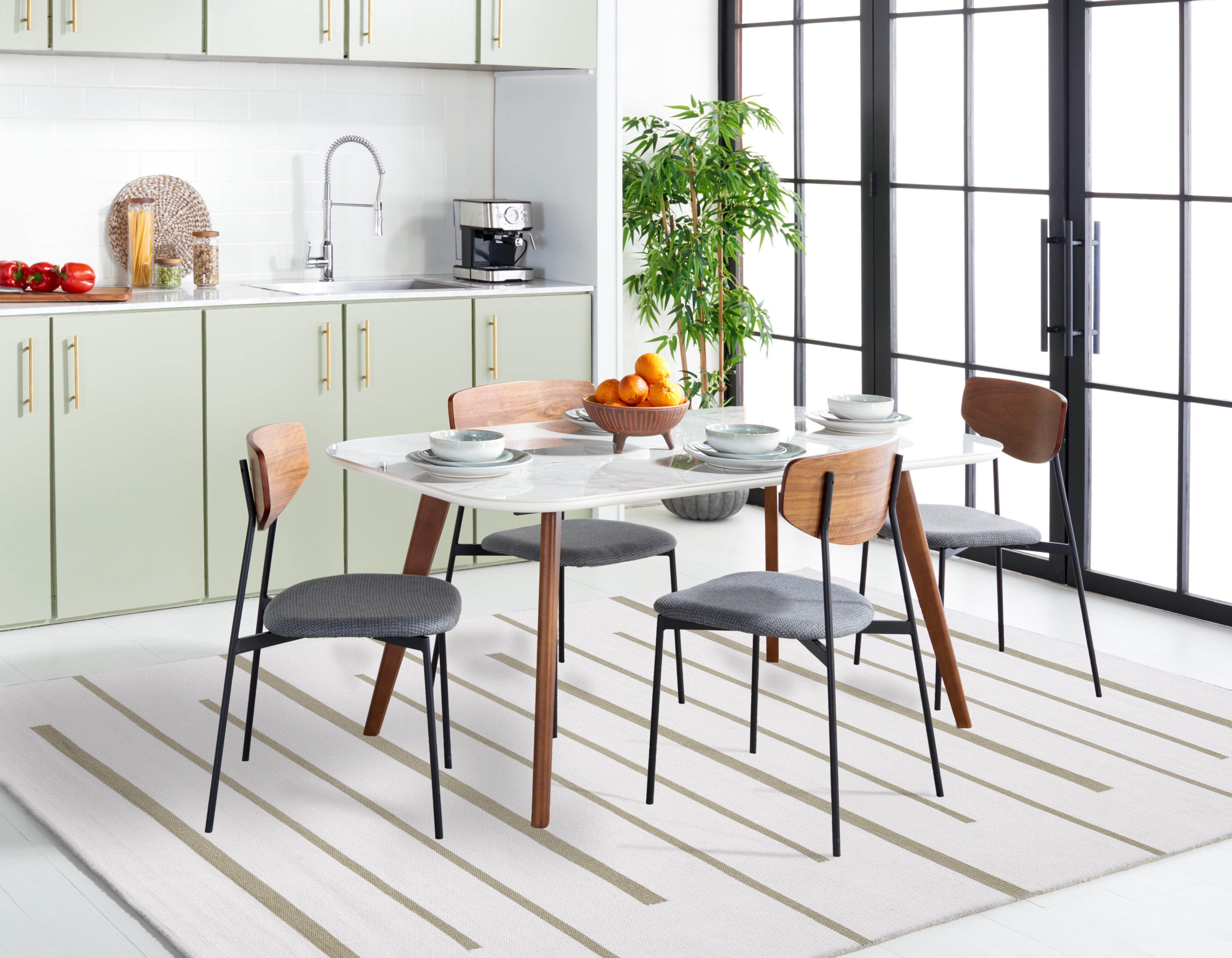 SAFAVIEH Montauk Oswald Geometric Striped Cotton Area Rug, Ivory/Light Green, 3' x 5'