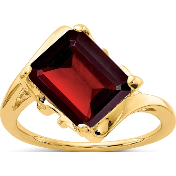 14K Yellow Gold 10X8mm Emerald Cut Garnet Ring (Size 6) Made In United States y4537ga