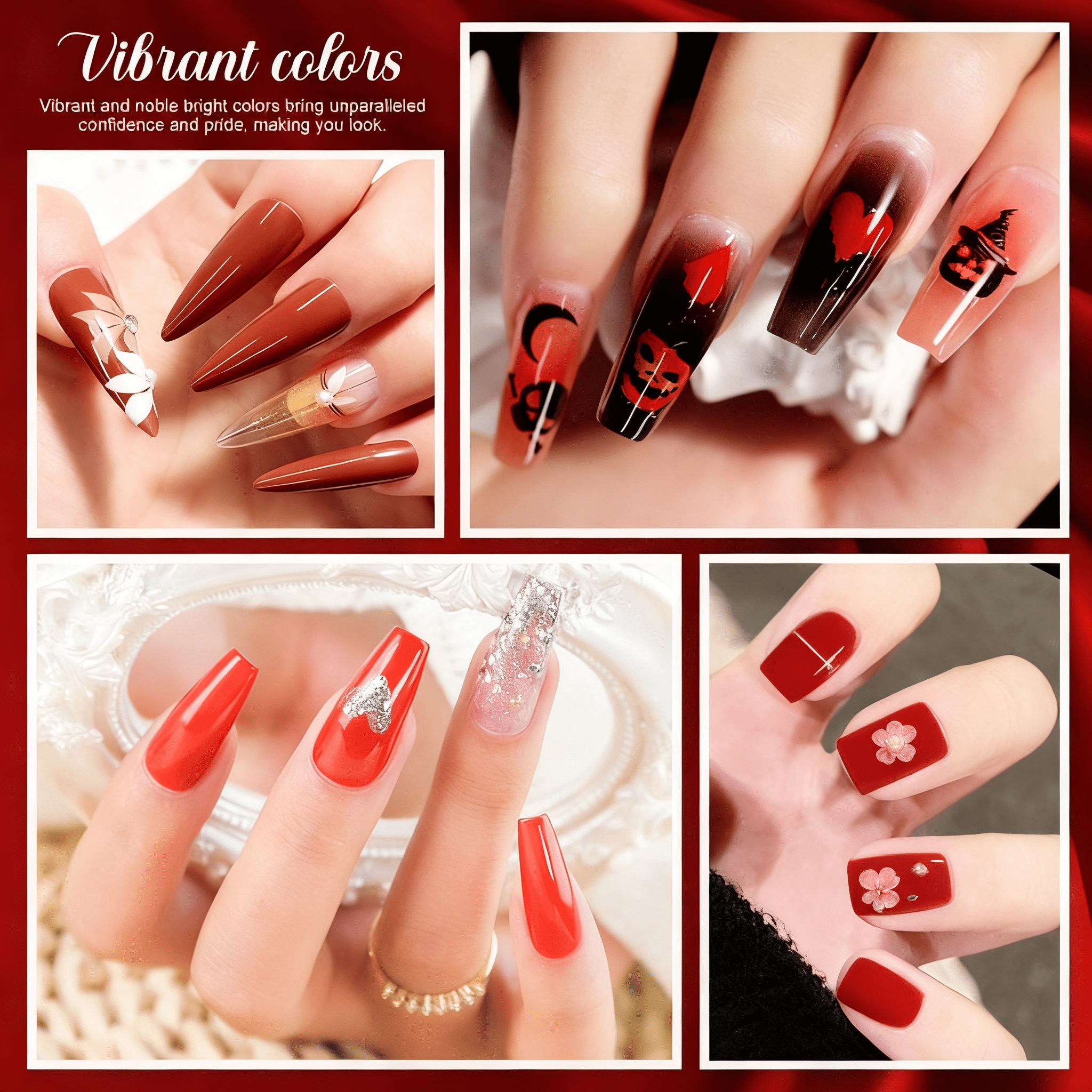 6Pcs Gel Polish Set, 6 Vibrant Colors UV Gel Nail Polish Red Blue Green Christmas Gift for Women Girls