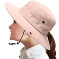 thumbnail image 2 of Womens Summer Sun Hat Wide Brim Outdoor UV Protection Hat Foldable Ponytail Bucket Cap for Beach Fishing Hiking, 2 of 2