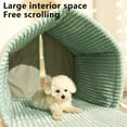 thumbnail image 5 of Tvtnvo Pet Kennel Dog House Pet House Closed Winter Warm Soft Plush Foldable Zippered Door Removable Top Easy Clean Non Slip Bottom Cozy Sleep Space for Small Dogs and Pets Green 15.4 in, 5 of 6