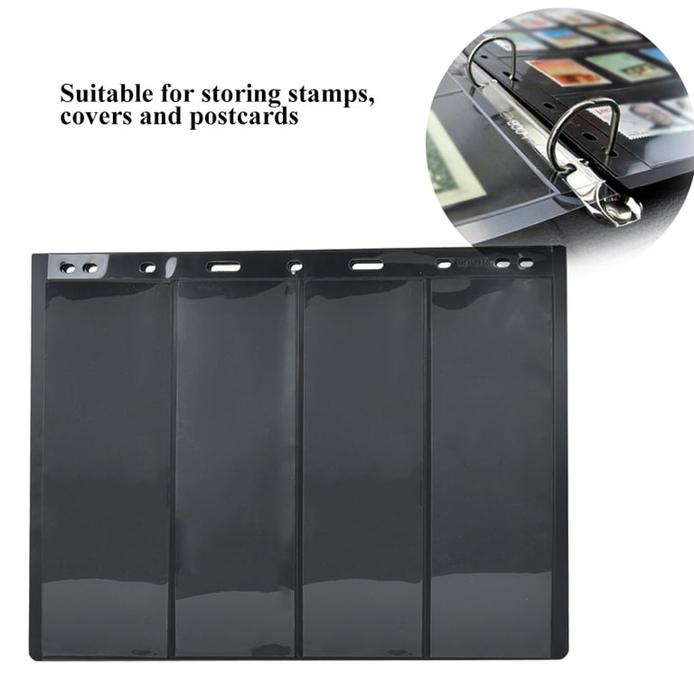 10Pcs Stamp Album Page Sheets Universal 9-Holes for Standard Stamp  Collection Book (Transparent 4 Lines)