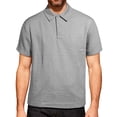 thumbnail image 2 of Ceisia Men's Polo Shirt | Regular Fit Short Sleeve Grid Texture Embossed Polo | Stretch Breathable (Multiple Solid Colors) Gift, 2 of 9