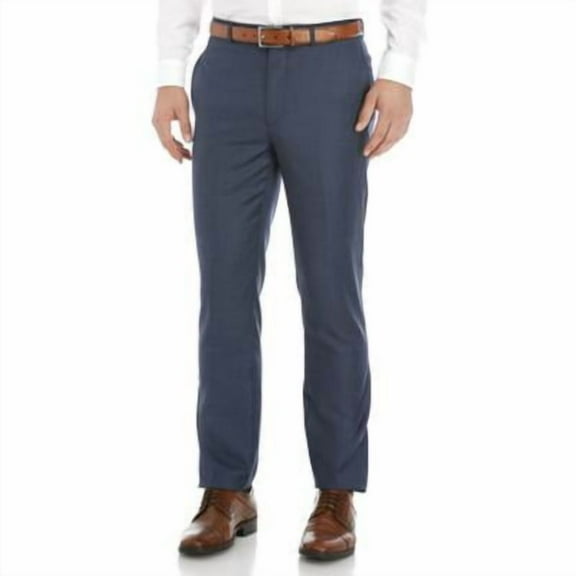 Calvin Klein Mens Slim fit Dress Pants 30 / 32 Blue Solid Stretch Wool