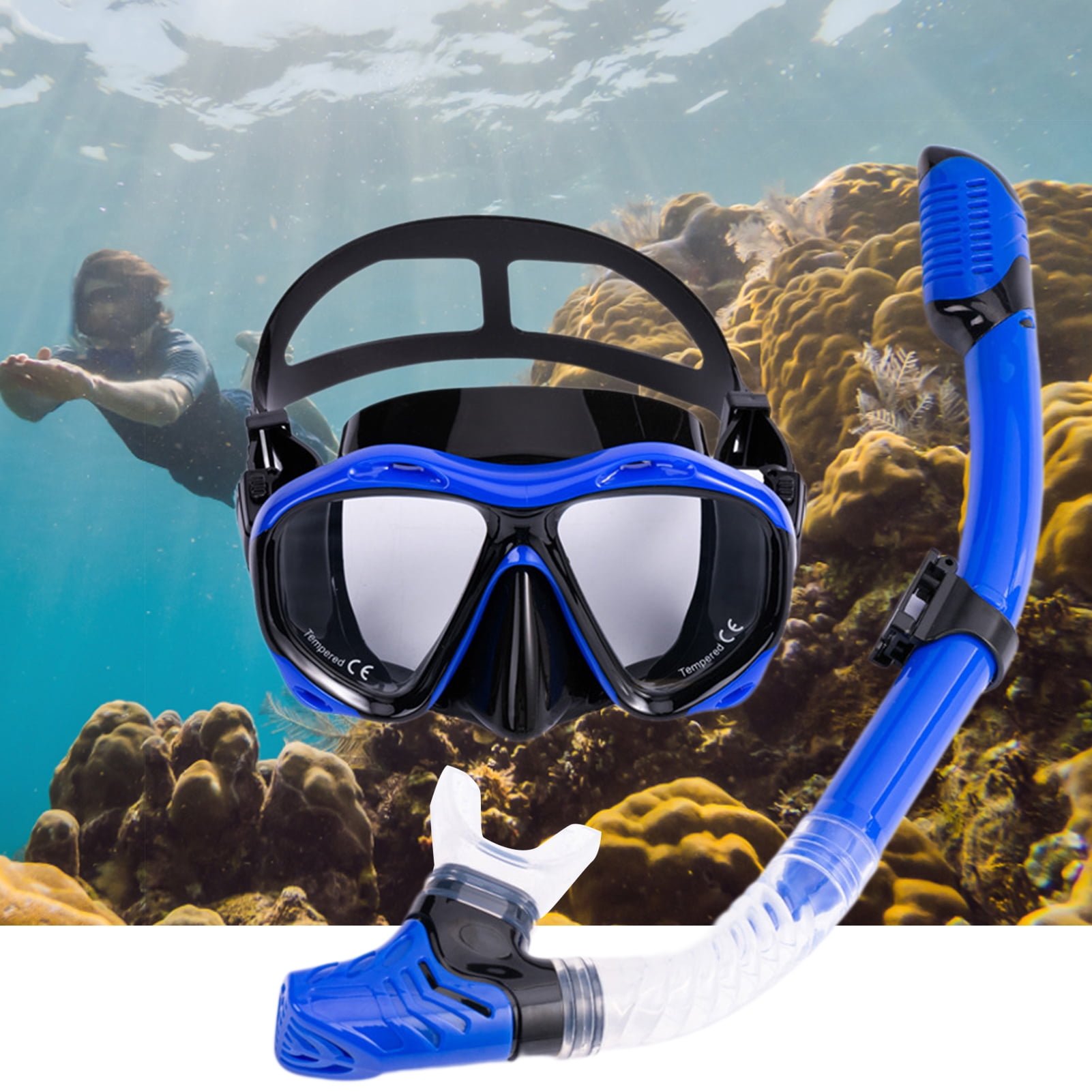 Snorkel Set, AntiFog Diving Mask, AntiLeak Dry Top Snorkel Mask, Easy
