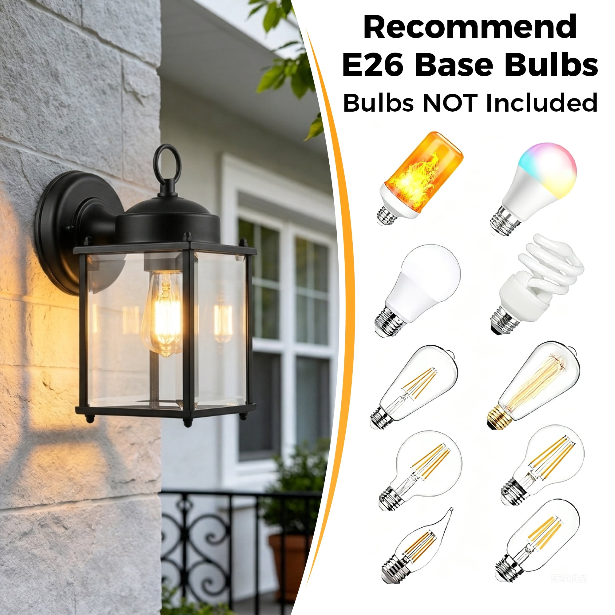DAYBETTER Outdoor Wall Light Fixtures Wall Mounted, Waterproof Porch Sconces for Front door, Patio, Garage, Doorway, Entryway, 2 Pack