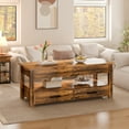 thumbnail image 2 of GUNAITO Lift Top Coffee Table with 2 Drawers,Wooden Convertible Coffee Table with Storage for Living Room,Center Table,Brown,42", 2 of 9