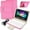 Pink Case + Keyboard + Data Cable, variant on TPKJAM 10.1" Universal Tablet Keyboard Case, Detachable Wireless Keyboard, PU Leather Stand Cover for Android/iOS/Windows
