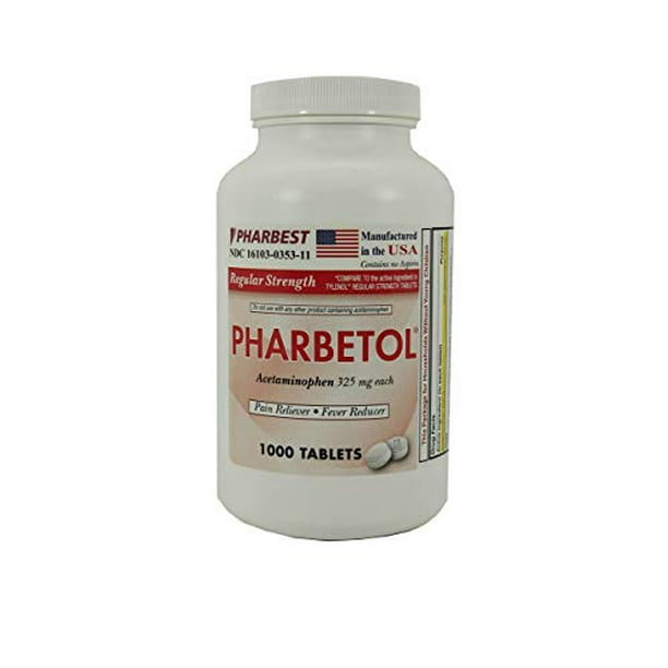 Pharbest Regular Strength Pharbetol Acetaminophen 325 mg Tablets, 1000