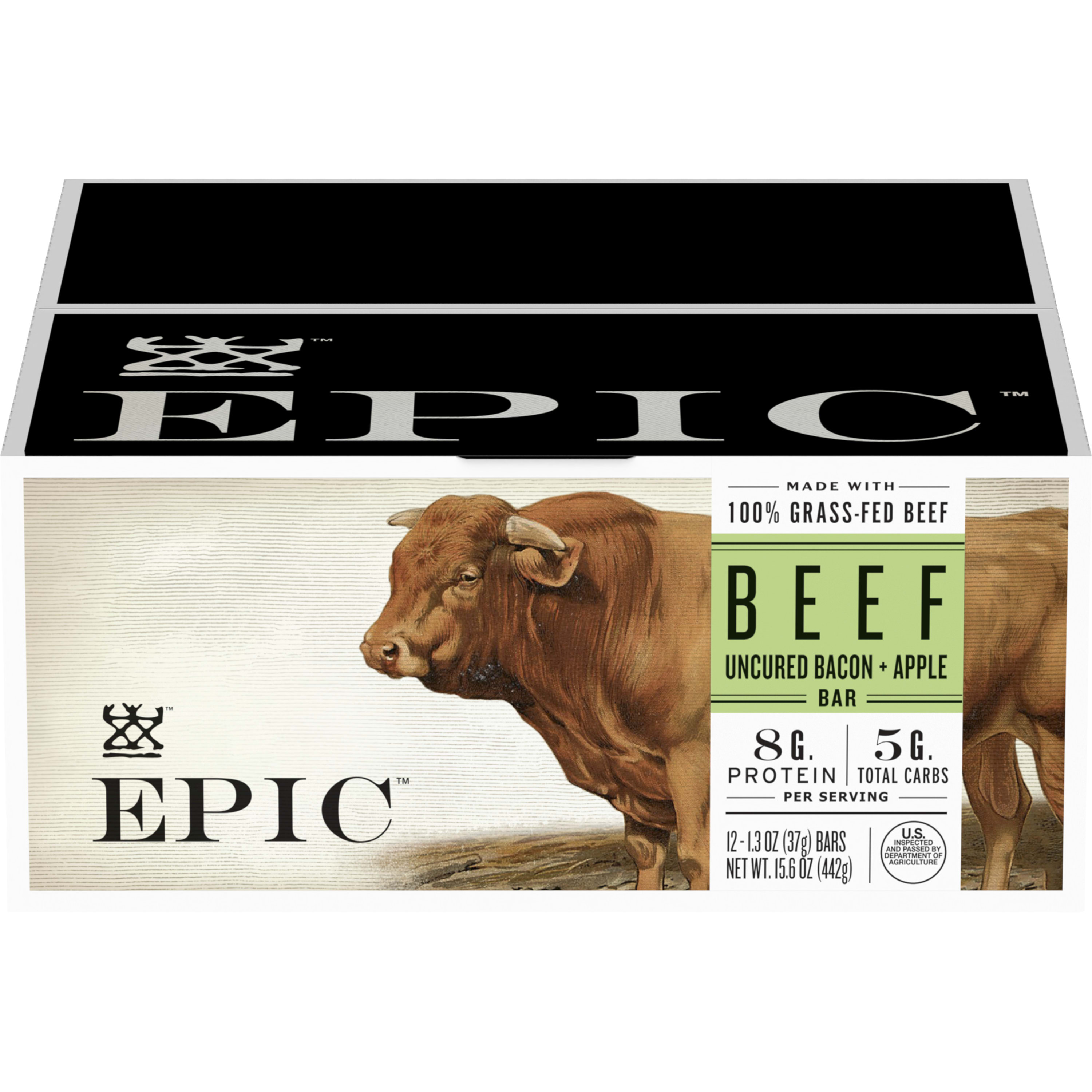 EPIC Venison Sea Salt & Pepper Meat Bars - 12 Pack, Grass-Fed, Gluten-Free, Paleo & Keto Snack