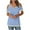 Light Blue, variant on Kaemgyyd Summer Tops Womens Stripe Short Sleeve Cold Shoulder Tunic Tee V Neck Loose Casual Shirts Fashion