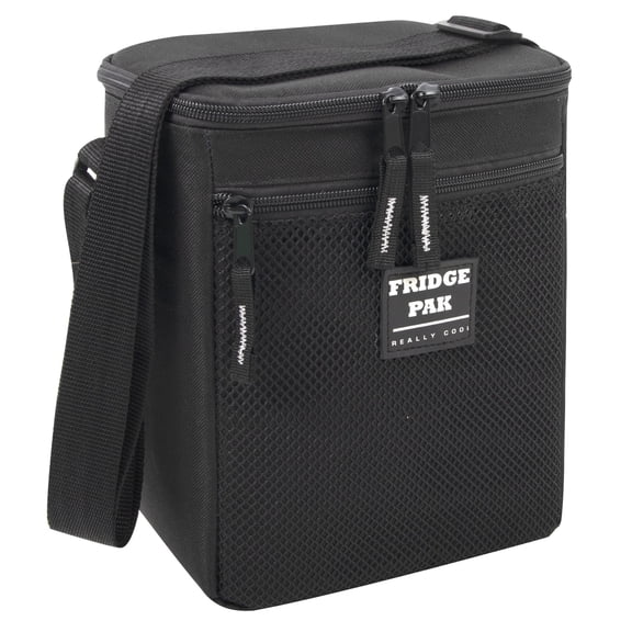 Fridge Pak 6 Can Capacity Insulated Waterproof Leak Proof Cooler Lunch Bag in Black