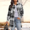 thumbnail image 2 of HongQid Womens Plaid Shacket Jacket Fall Spring Fashion Long Sleeve Button Up Flannel Shirt Clothing, 2 of 5