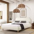 thumbnail image 5 of White Boucle Upholstered Curved Headboard Queen Platform Bed With Faux And Dazzling, 5 of 5