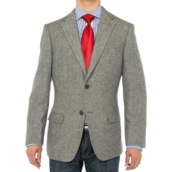 Mens Gray Herringbone Modern Fit Blazer Luciano Natazzi 2