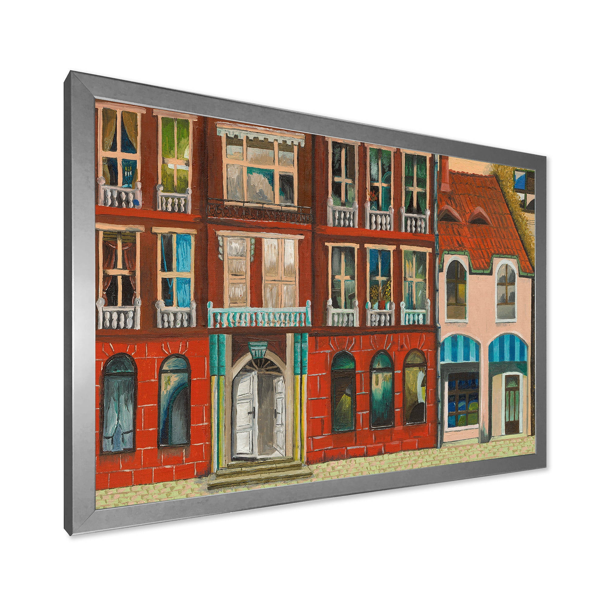 Designart 'Vintage Red Facade of Shop In Paris I' French Country Framed Art Print