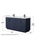thumbnail image 5 of Wyndham Collection Miranda 66" Marble&Wood Double Bathroom Vanity in Blue/Black, 5 of 6