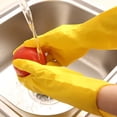 thumbnail image 6 of 3 Pairs Reusable Household Cleaning Dishwashing Kitchen Glove, Long Sleeve Thick Latex Working, Painting, Gardening Gloves,Pet Care(Size L,Yellow), 6 of 10
