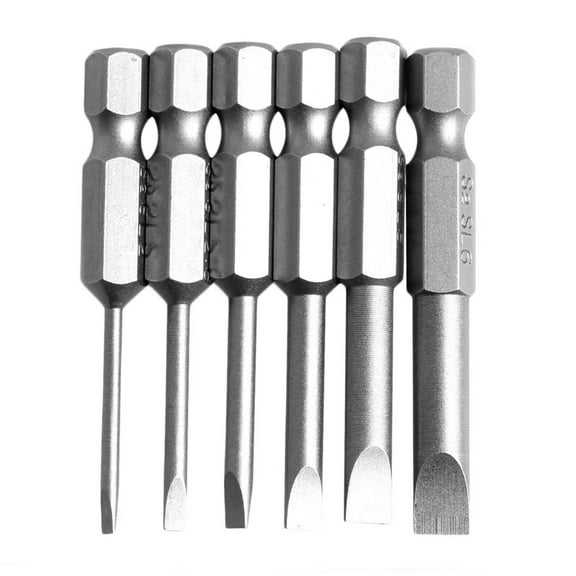 Yauxim Flathead Screwdriver Bits 6Pcs/Set 50mm 2.0-6.0mm Flat for Head Tip Screwdrivers Bits