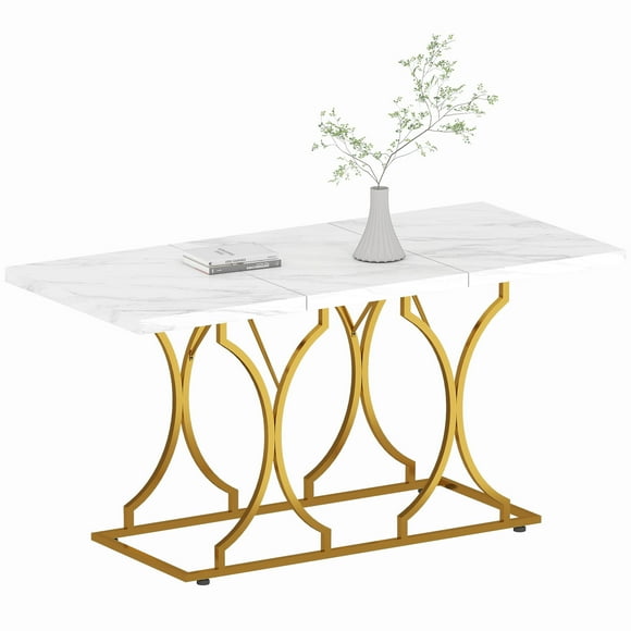HOMCOM Table à Manger de 59 Pouces pour 6, Table de Cuisine pour la Maison, Blanc
