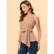 thumbnail image 2 of INSPIRE CHIC Top peplum envolvente con dobladillo asimétrico en la cintura con cuello en V sin mangas para mujerCaqui M, 2 of 5