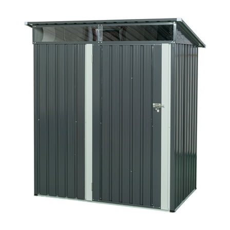 5x3 FT Outdoor Shed with See-Through Panels, Gray Metal Construction for Quick Access & Small Space Storage