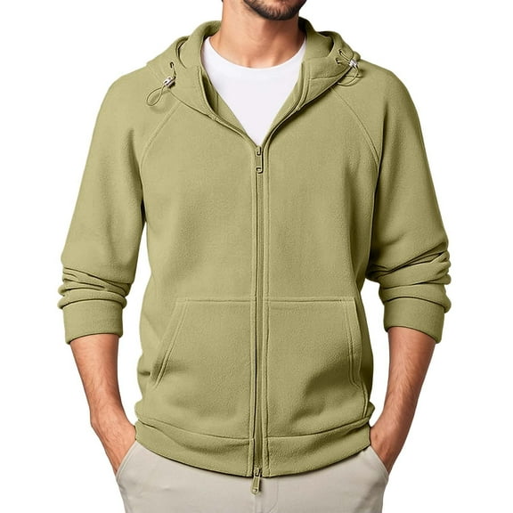 Fleece Hoodies for Men Zip Up Sweatshirt Fleece Jackets Light Green XXL