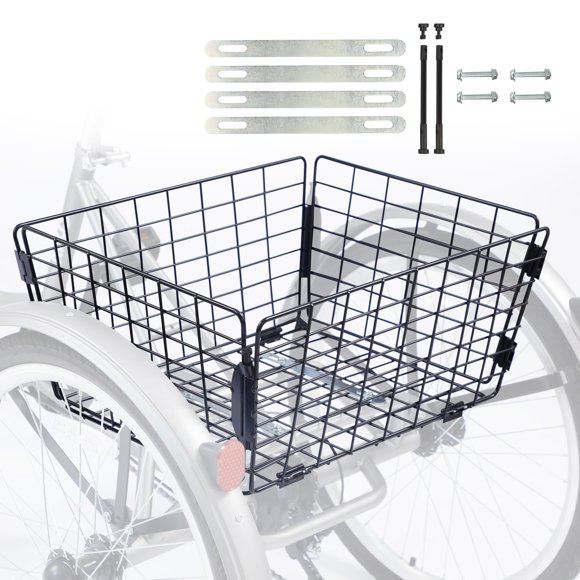 Cesta plegable trasera para triciclo WEEROCK, de acero, 53 x 42 x 25 cm