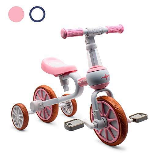 Pink Carbon Steel Frame and Silent Wheels Cute Riding Toys Gift for Girls Boys Toddler Tricycle Outdoor Trike for 1-3 Years Old with Storage Bin 