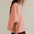 thumbnail image 3 of Czanzd Women's Oversized Cotton Short Sleeve T Shirt,Pink,S, 3 of 7