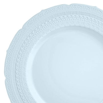 " OCCASIONS " 50 Plates Pack (25 Guests)-Extra Heavyweight Vintage Wedding Disposable / Reusable Plastic Plates 25 x 11'' Dinner + 25 x 8.25'' Salad / Dessert (Chateau Collection Blue)