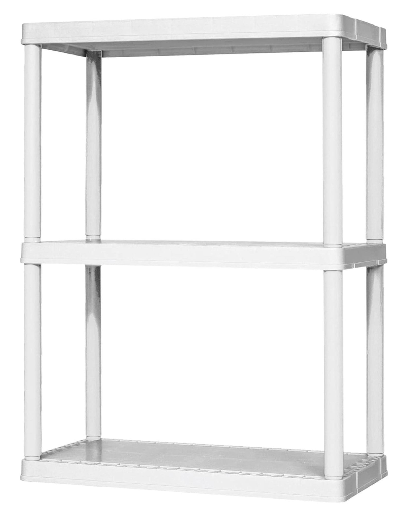 HeSLehs 3 Shelf Knect-A-Shelf Ventilated Light Duty Storage Unit Organizer System for Home, Garage, Basement, and Laundry, White
