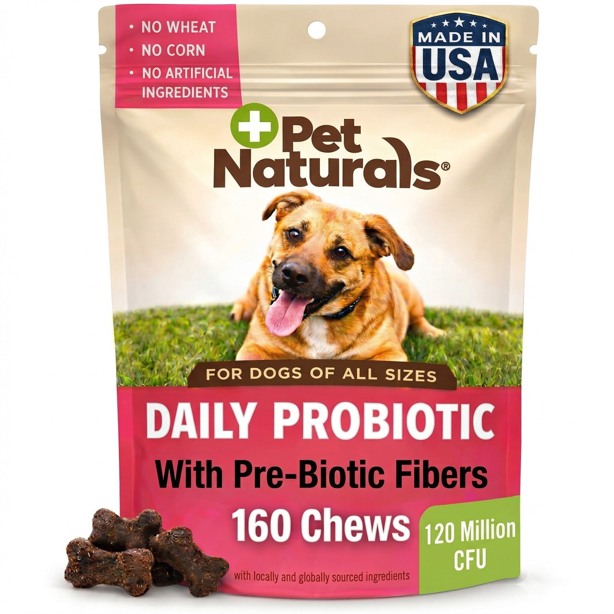 Pet Naturals Daily Probiotic Chews for Dogs, Duck, 160 Count