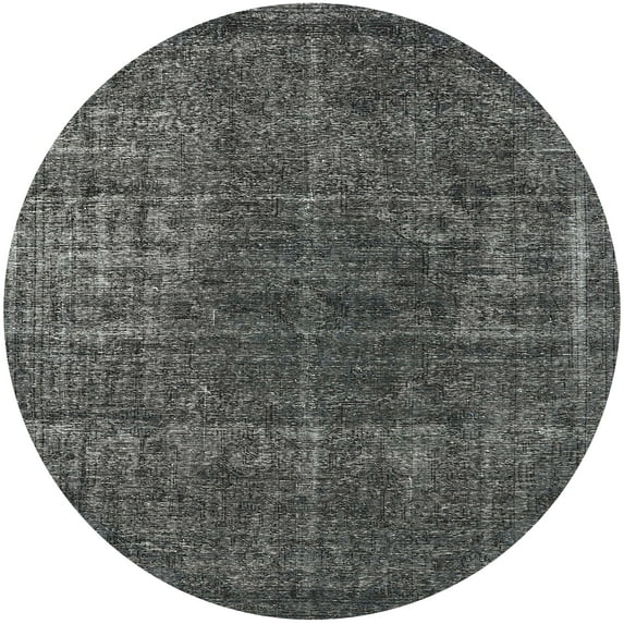 Ahgly Company Machine Washable Indoor Round Industrial Modern Granite Gray Area Rugs, 8' Round