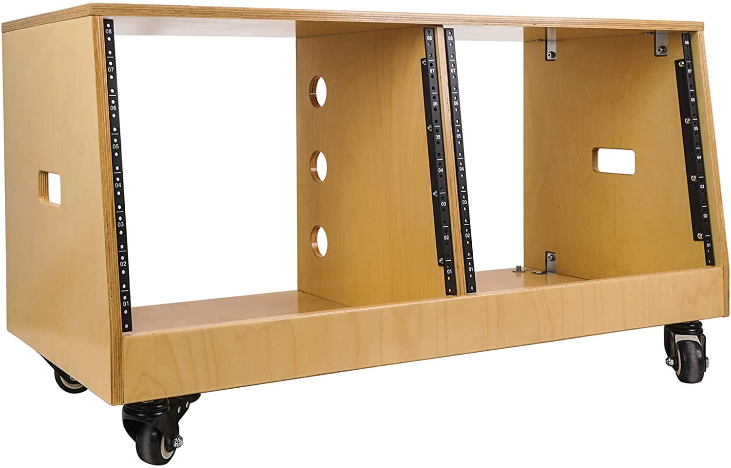 Sound Town DIY 2 x 8U Slanted Studio Rack with Baltic Birch Plywood ...