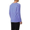 thumbnail image 3 of Unique Bargains Men's Long Sleeve Pullover Top Crew Neck Striped T-Shirts 46 Navy Striped, 3 of 5