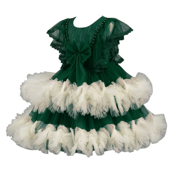 Bixock Fall and Winter Clothes,Toddler Girls Dresses,Girls' Fall Solid Color Sleeveless Round-Neck Mesh Princess Dress Zi Shoulder Wedding Dress for Kids