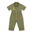 thumbnail image 2 of Miaeowve Toddler Kids Wild One Birthday Outfit One Piece Zookeeper Jumpsuit Button Down Coveralls Army Green 5T, 2 of 7