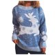 thumbnail image 2 of ICHUANYI Clearance Christmas Fawn Snowflake Ladies Casual Print Long Sleeve Round Neck Pullover Sweater Top(Blue, S) ICHUANYI WER2023081504721, 2 of 5