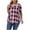 Pink, variant on Womens Plus Size Tops Summer Short Sleeve Crewneck T-Shirts Plaid Print Loose Casual Pleated Tunic Blouse XL- 5XL