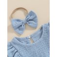 thumbnail image 6 of Musuos Baby Girl Summer Jumpsuit 3M 6M 12M 18M Solid Color Crew Neck Fly Sleeve Romper and Bow Headband Set Cute Clothing, 6 of 10