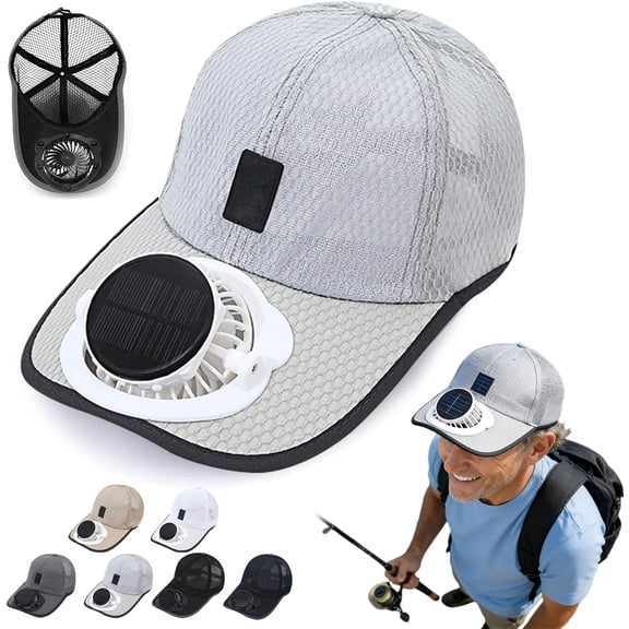 2026 New Solar Rechargeable Peak Cap, USB & Solar Powered Fan Hat, 3-Speed Adjustable Hiking Fishing Baseball Cap