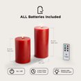 thumbnail image 4 of LampLust Dark Red Flameless Candles, Set of 2 - 4 inch Diameter Pillars with Batteries, Remote, and Timer Included, 4 of 5