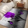 thumbnail image 4 of Area Rug for Living Room, Purple Rose Non-Slip Indoor Large Carpet for Bedroom/Dining Room, Raindrops Floral Butterfly Abstract Grey Art Washable Low-Profile Rectangle Floor Runner Rugs - 4 x 6 Ft, 4 of 8