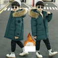 thumbnail image 5 of Mercatoo Winter Long Puffer Jackets for Boys Fu𝐫 Trim Hooded Thickened Down Coat Warm Full Zip Parka Mid Length Insulated Coats, 5 of 9
