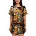 thumbnail image 1 of Balery Antique Map Adventure Scene Conjunto de Pijama para Mujer con Estampado, Dos Piezas de Manga Corta y Shorts, Ropa de Dormir Suave con Cuello Redondo y Bolsillos-XX-Large, 1 of 6