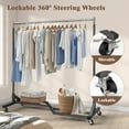 thumbnail image 5 of Mr IRONSTONE Heavy Duty Clothes Rack, 400 LBS Rolling Garment Rack with Wheels, Commercial Portable Closet Organizer, Black, 5 of 10