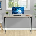 thumbnail image 1 of Computer Desk 48'' Simple Desk with Adjustable Feet, Large Office Desk with Metal Legs, Modern Steel Frame Wood Study Desk for Home Office, Vintage, 1 of 7